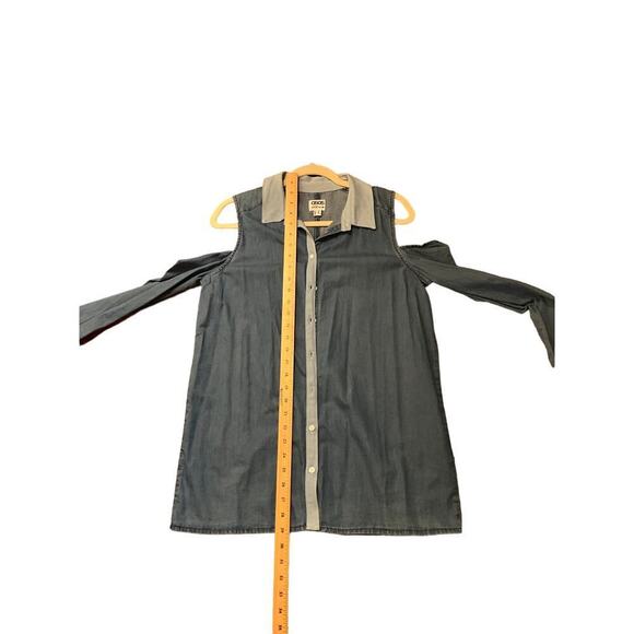 Asos Denim Shirt Cold Shoulders Button Up Cotton Medium Wash Womens Size 8 NWOT - Picture 5 of 6